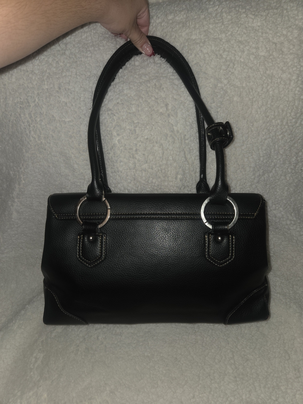 Vintage/Antique Prada Black Leather Satchel with Silver Hook Lock Hardware - Picture 3 of 5